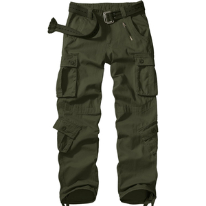 Pantalon cargo en toile décontracté pour homme, coupe ajustée, multi-poches, tissu confortable et foncé, idéal pour le quotidien ou les aventures en plein air - Product Image 5