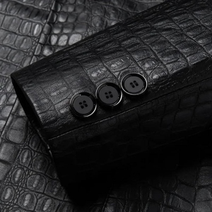 Veste/manteau d'hiver en cuir de crocodile véritable pour homme avec doublure en soie - Product Image 5