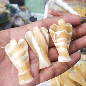 รูปแกะสลักนางฟ้าทำมือจากหินอาเกต รูปทรงปีกมีลาย แกะสลักจากคริสตัล ของตกแต่งบ้าน ของสะสม งานศิลปะ - Product Image 1