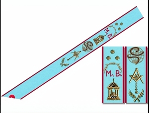Master Sash AASR Prestige - Globe, Temple, Forget-me-not Brodé à la main en fils d'or - Product Image 1
