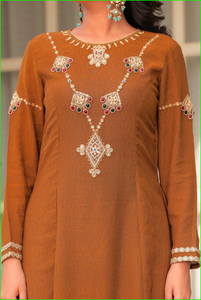 Ensemble Kurta brodé Mustard Rani Haar - Product Image 3