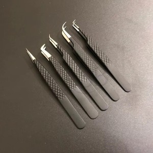 Pinzas para Pestañas de Acero Inoxidable Japonés Sostenible al por Mayor, Negras Mate con Punta, Pinzas para Extensión de Pestañas de Marca Privada - Product Image 6
