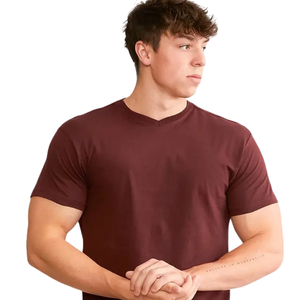 T-shirt Homme Slim Fit Col Rond Manches Courtes Ajusté Décontracté Quotidien Personnalisé Vente en Gros Coton Jersey Basique Haut Vêtement OEM - Product Image 3