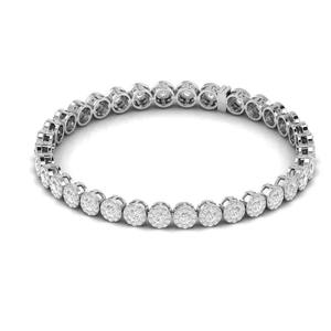 18K White Gold Cluster Diamond Tennis <b>Bracelet</b> | Round Brilliant Halo Eternity <b>Bracelet</b> for Women | Bridal Wedding Anniversary - Product Image 1