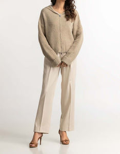 Suéter de punto personalizado con cierre de cremallera para mujer, elegante, de otoño, con logotipo personalizado, estilo coreano, de lana, para damas. - Product Image 6