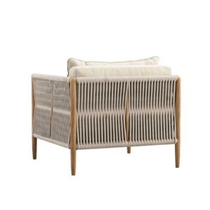 Sillón de Exterior Moderno y Duradero de Estilo Escandinavo con Estructura de Madera de Teca y Tejido de Ratán, Resistente a la Intemperie, Muebles de Jardín para Patio - Product Image 6