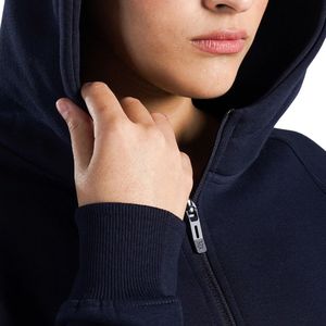 Sweat-shirt à capuche semi-zippé bleu marine pour femme, personnalisable OEM/ODM, vente en gros, haut décontracté en polaire pour l'hiver - Product Image 2