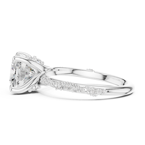 Bague de fiançailles classique en or jaune avec diamant rond brillant et diamants latéraux, certifiée GIA, pour femme - Product Image 3