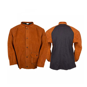 Veste de soudeur en cuir de vachette pleine fleur haute performance, résistante à la chaleur et aux étincelles, protection corporelle, vêtements de travail pour soudeurs - Product Image 3