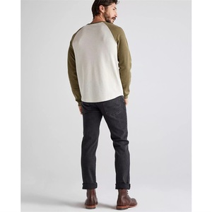T-shirt décontracté à manches longues raglan pour homme, en jersey 100 % coton respirant, avec col côtelé contrastant, personnalisable en gros - Product Image 6