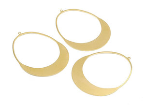 Handmade Gold Crescent Moon <b>Hoop</b> <b>Earrings</b> Large <b>Solid</b> Teardrop Minimalist Boho Statement Jewelry Wholesale by Hari Om Creations - Product Image 2