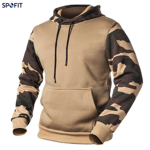 Sweat-shirt en polyester tricoté pour homme SPOFIT, noir, avec imprimé camouflage doré sur les manches, coupe classique, décontracté, automne - Product Image 5