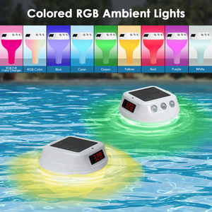 Thermomètre de piscine intelligent à énergie solaire avec lumière RGB et moniteur récepteur, portée de 100 m, écran de 4,4 pouces pour piscines, spas et bains à remous - Product Image 3
