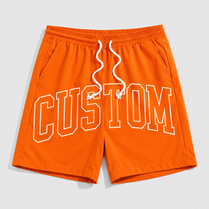Custom <b>Men's</b> Drawstring <b>Shorts</b> With <b>White</b> Letter Print Casual Athletic Wear Mid Waist Breathable Woven Fabric - Product Image 3