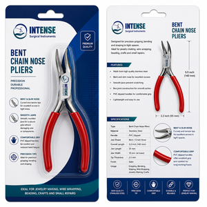 Pince à bec courbé professionnelle en acier inoxydable pour bijoux, avec poignées en PVC pour le façonnage de fils - Product Image 5