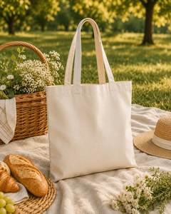 <b>Canvas</b> <b>Tote</b> <b>Bag</b> Solid Color Minimalist Style Open Top All Seasons Shopping Reusable <b>Bag</b> - Product Image 5