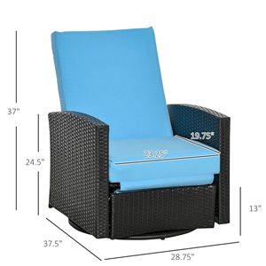 Fauteuil inclinable en rotin tressé pour patio, pivotant à 360 degrés, avec repose-pieds, en rotin PE d'extérieur et coussin moelleux, chaise longue confortable - Product Image 3