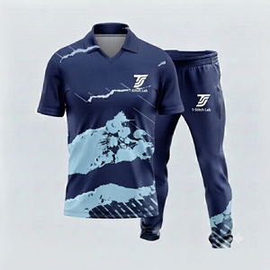 T-Stitch Lab Custom Sublimated Polyester Cricket Uniform Set Unisex Short Sleeve Turn-<b>down</b> Collar Elastic Waist <b>Pants</b> - Product Image 6