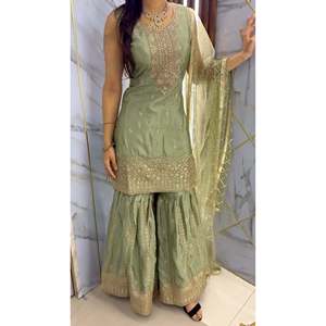 ชุดเครื่องแต่งกายปาร์ตี้ของผู้หญิงดีไซน์เนอร์พร้อมเสื้อ dupatta และซาร่าที่สวยงาม - Product Image 2