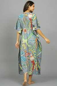Vestido Kaftan de Algodón Indio Hecho a Mano, Estilo Kimono, para Playa - Product Image 4