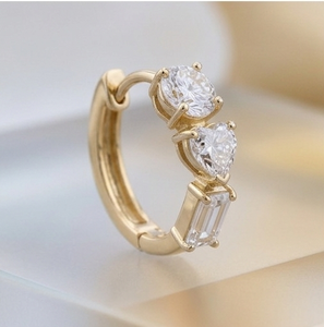 Pendientes de Aro de Oro Rosa de 14K con Diamantes Cultivados en Laboratorio, Corte Corazón, Estilo Lujoso, para Uso Diario, Bodas, Fiestas, Regalo para Mujer, Certificados por IGI - Product Image 2