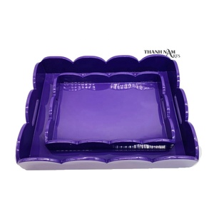 Plateau de service en bambou vietnamien fait à la main Ustensiles de cuisine rectangulaires écologiques avec élément décoratif - Product Image 6