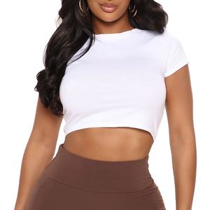 เสื้อยืดคอตตอน100% สำหรับผู้หญิงเสื้อครอปฟิตเนสเสื้อเอวลอยสำหรับผู้หญิงเนื้อผ้าเซ็กซี่น้ำหนักเบาระบายอากาศได้ดีผลิตตามสั่ง2026 - Product Image 4