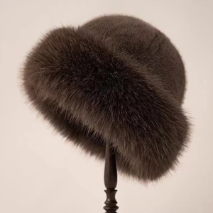 SIDDIQUI HOSINEX 2024 Sombrero de cubo de piel sintética para mujer, liso, laminado, informal, de felpa, sin costuras, teñido, cálido para invierno, con lazo y efecto rasgado - Product Image 4