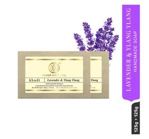 Savon naturel Khadi à la lavande et à l'ylang-ylang avec fleurs de lavande pour une peau douce, savon aux herbes, savon pour le bain - Product Image 3