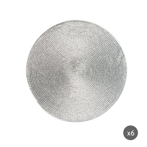 Excelsa Placemat Set Of 6 Platinum Silver 36x36 Cm Round <b>Plastic</b> <b>Table</b> Mat - Product Image 2