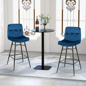 Juego de 2 Taburetes de Bar Modernos de Terciopelo de 29 Pulgadas con Respaldo Acolchado y Reposapiés para Cocina, Comedor, Bar en Casa - Product Image 6