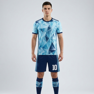 High Quality Quick Dry <b>Soccer</b> Wear Blue/Navy crystal patter Professional Football Uniform - Training Team Wear - Product Image 4