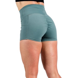 กางเกงขาสั้นออกกำลังกายผู้หญิง ผ้าโพลีเอสเตอร์ 100% ระบายอากาศ กันน้ำ ทรงเข้ารูป เอวยางยืด รูดจีบ รับผลิตแบบ OEM ปักลายได้ MOQ ต่ำ ราคาสมเหตุสมผล - Product Image 3