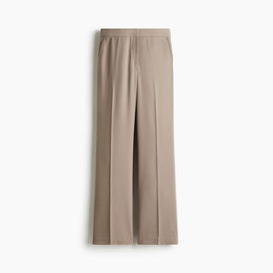 Pantalon pour femme taille mi-haute, coupe large, 100% coton, respirant, séchage rapide, taille élastique, plissé, longueur cheville, couleur unie, style minimaliste - Product Image 4