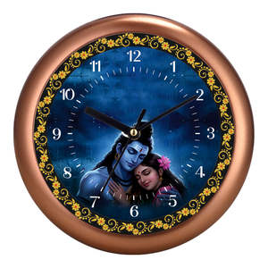 Shiv Parvati Religious Wall Clock with Plastic <b>Frame</b> Personalized Digital Printing Gift for Mother's Day Christmas & Back School - Product Image 1