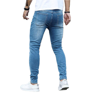 Nouveau Jean Slim Fit Homme Coupe Bootcut Bleu Foncé Uni Super Extensible Décontracté Hiver avec Rivets et Boutons - Product Image 2