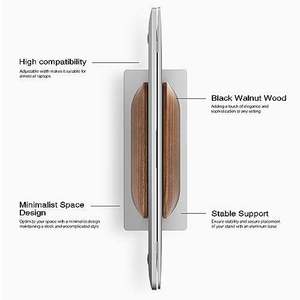Soporte para Portátil con Diseño de Madera, Elevador de Escritorio, Soporte para Monitor, Base de Aluminio para Escritorio de Oficina - Product Image 4