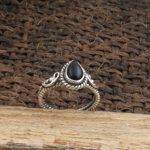 Bague en Onyx Noir Naturel en Forme de Poire, Argent Sterling 925, Bague Goutte d'Eau, Bijoux Gothiques Vintage, Bague de Fiançailles pour Femme, Vente en Gros - Product Image 4