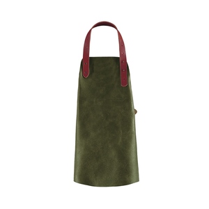Delantal de cuero marrón vintage de gama alta personalizado con herramienta de peluquero sin mangas impermeable de lino y plástico - Product Image 4