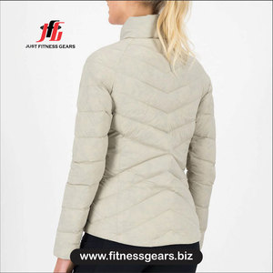 Women's <b>quilted</b> puffer jacket Winter solid color polyester Polyester <b>wadding</b> stand collar Full sleeve puffer coat - Product Image 2