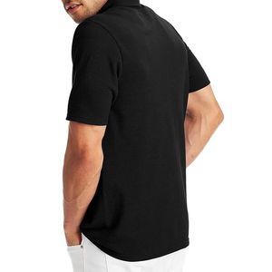 Polo uni noir personnalisé pour homme, manches courtes, coton respirant, coupe ajustée, style décontracté, confortable et doux pour un usage quotidien estival - Product Image 2