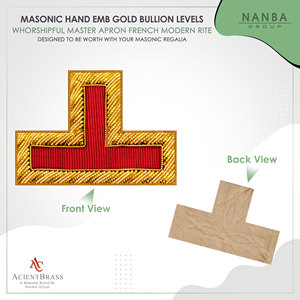 Custom Embroidered Rank Insignia Patch Masonic Regalia Badge Golden Red Shoulder Border T Shape OEM Classical Beads Safety <b>Pin</b> - Product Image 3