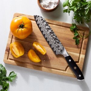 Planche à découper en bois massif, durable, avec rainure pour les jus, idéale pour couper la viande, les légumes, les fruits et le pain, pour un usage domestique - Product Image 2