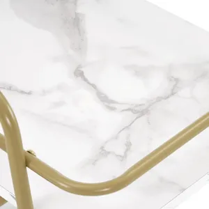 Chariot de service moderne en métal doré avec étagères en marbre blanc, design durable pour les fêtes et la restauration - Product Image 4