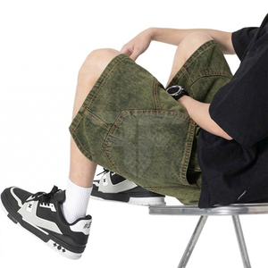 Pantalones Cortos Deportivos de Felpa Francesa de Alta Calidad, Talla Grande, con Logotipo Personalizado Vintage, de Algodón Liso, Lavado Ácido - Product Image 1