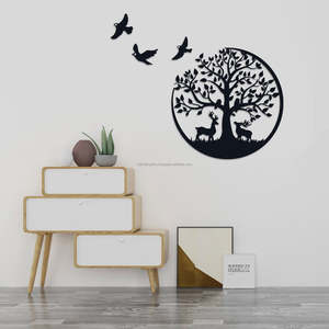 งานศิลปะตกแต่งผนังลายใบไม้สีดำทองสไตล์อาร์ตเดโค ทำด้วยมือ สำหรับตกแต่งห้องนั่งเล่นและห้องนอน - Product Image 4