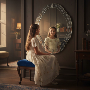 Luxury Venetian Oval Wall <b>Mirror</b> with Antique Etched Floral Frame | Vintage Decorative Accent <b>Mirror</b> for Living Room Home Decor - Product Image 4