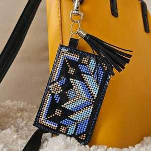 Kit de broderie de perles sur simili cuir « Portefeuille bleu » pour porte-clés ou pendentif de sac, kit de broderie de perles talisman - Product Image 4