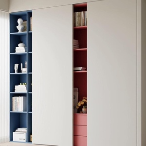 Librería de Madera de Nogal Negro para Sala de Estar, Integrada en Toda la Pared, con Asiento y Sofá Detrás de la Librería, con Puerta - Product Image 4