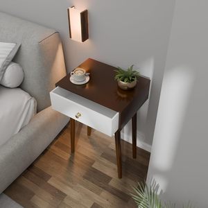 Modern Bedside <b>Table</b> with Solid Wood Legs, Minimalist and Practical End <b>Side</b> <b>Table</b> with Drawer <b>Storage</b>, Easy Assembly - Product Image 3